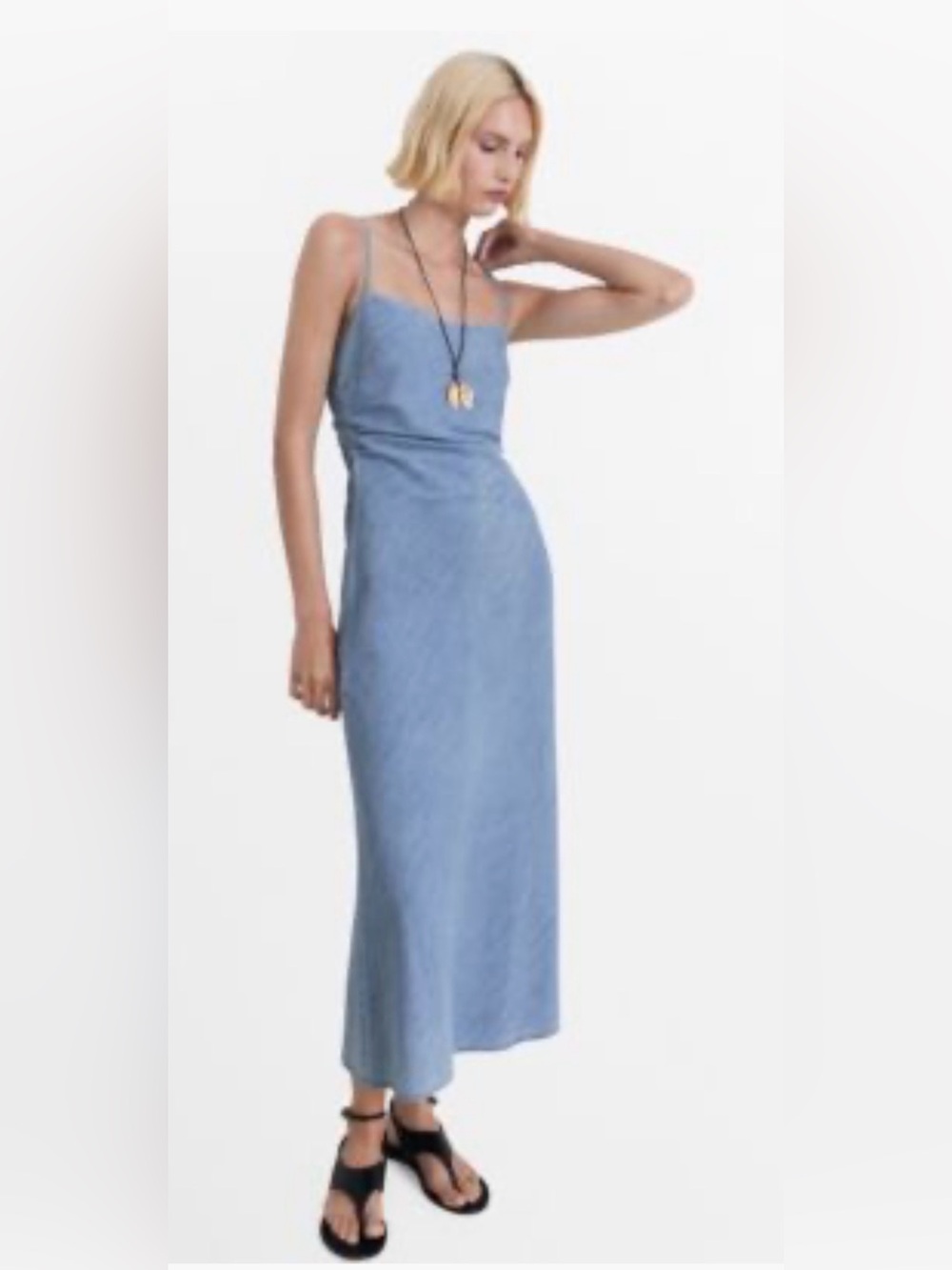 Mango DRAPED DENIM DRESS